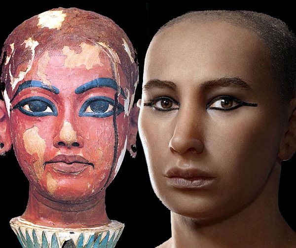 Реконструкция внешнего вида Тутанхамона, выполненная в 2005 году, оказалась удивительно схожей с его скульптурным портретом.