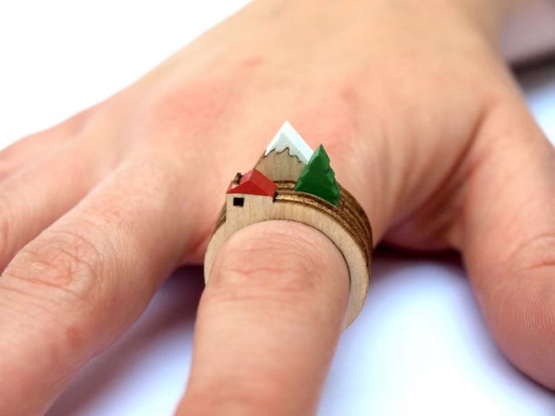 Креативный дизайн ювелирных колец | Деревянное кольцо с пейзажем (Клайв Родди)